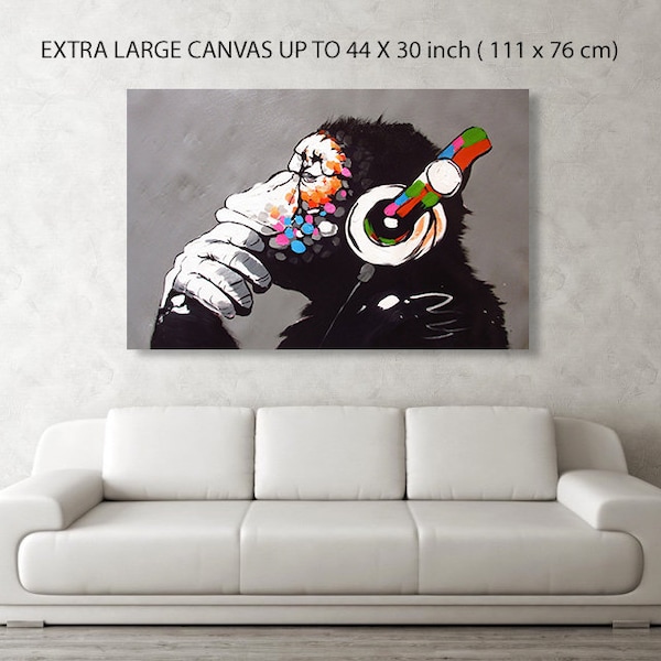 Banksy DJ Monkey, Gorilla, Ape Canvas Box Art Photo Fine Art Print A4, A3, A2, A1 ++