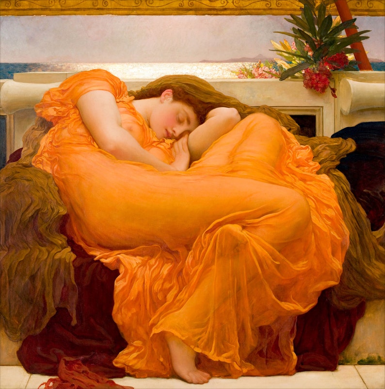 Frederic lord leighton flaming june canvas art box photo etsy