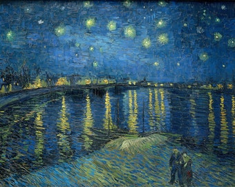 Vincent Van Gogh "Starry Night over the Rhone" Canvas Box Art A4, A3, A2, A1 ++