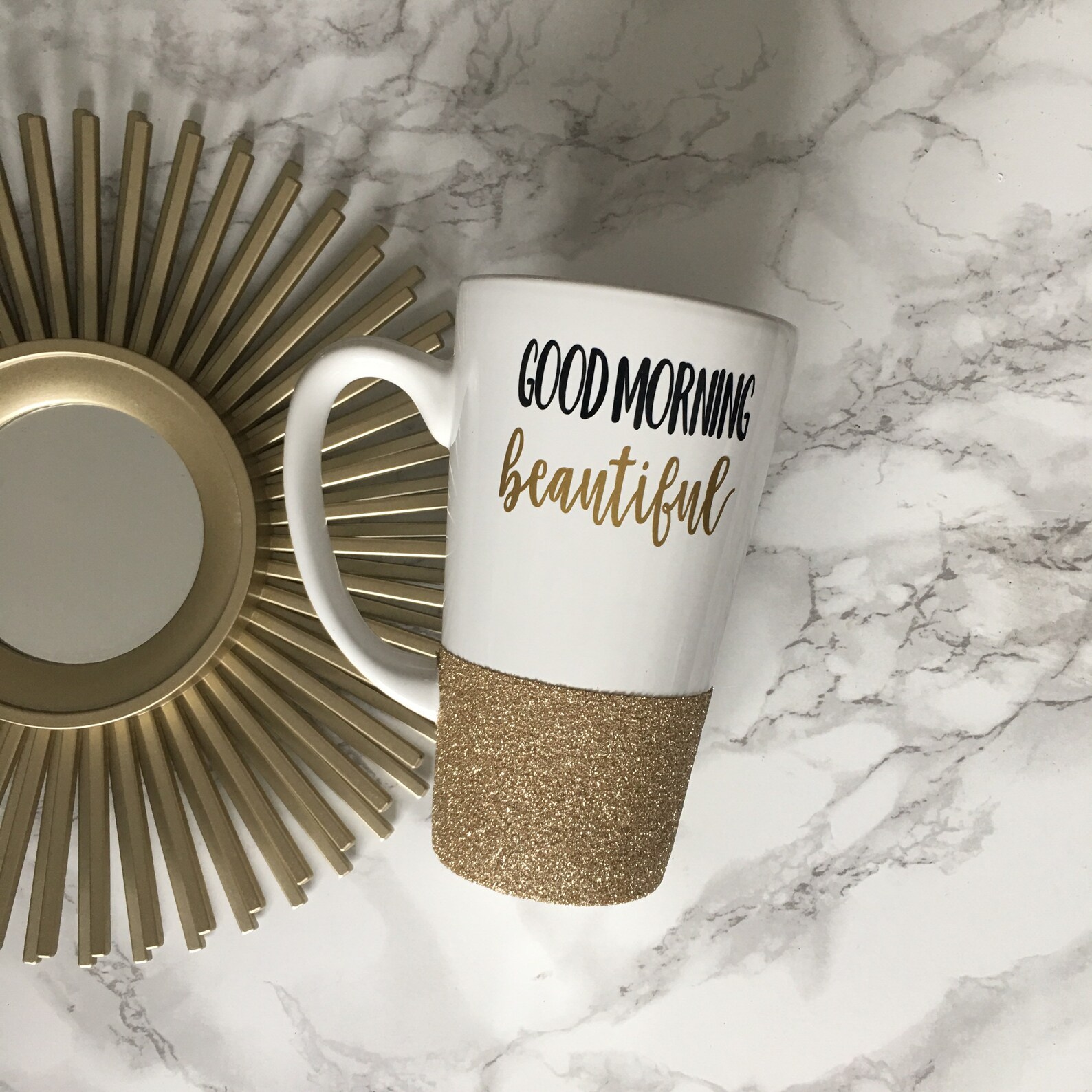 Good Morning Beautiful Personalized Latte Mug//glittered Etsy