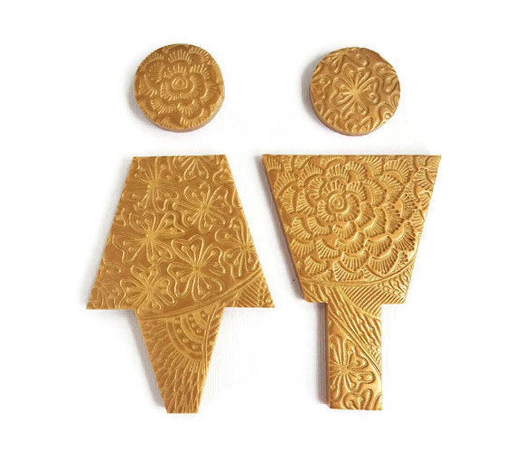 Gold Bathroom Sign Male Female Bathroom Signs for Gold Home Etsy