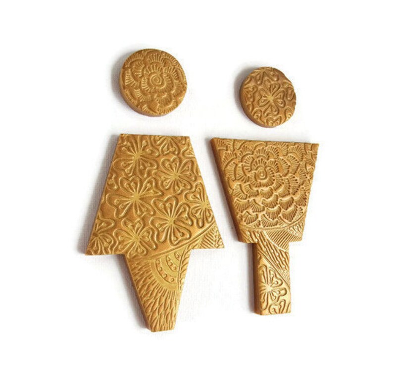 Gold Bathroom Sign Male Female Bathroom Signs for Gold Home Etsy