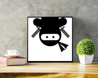 Hanging Ninja with Swords Print Instant Download