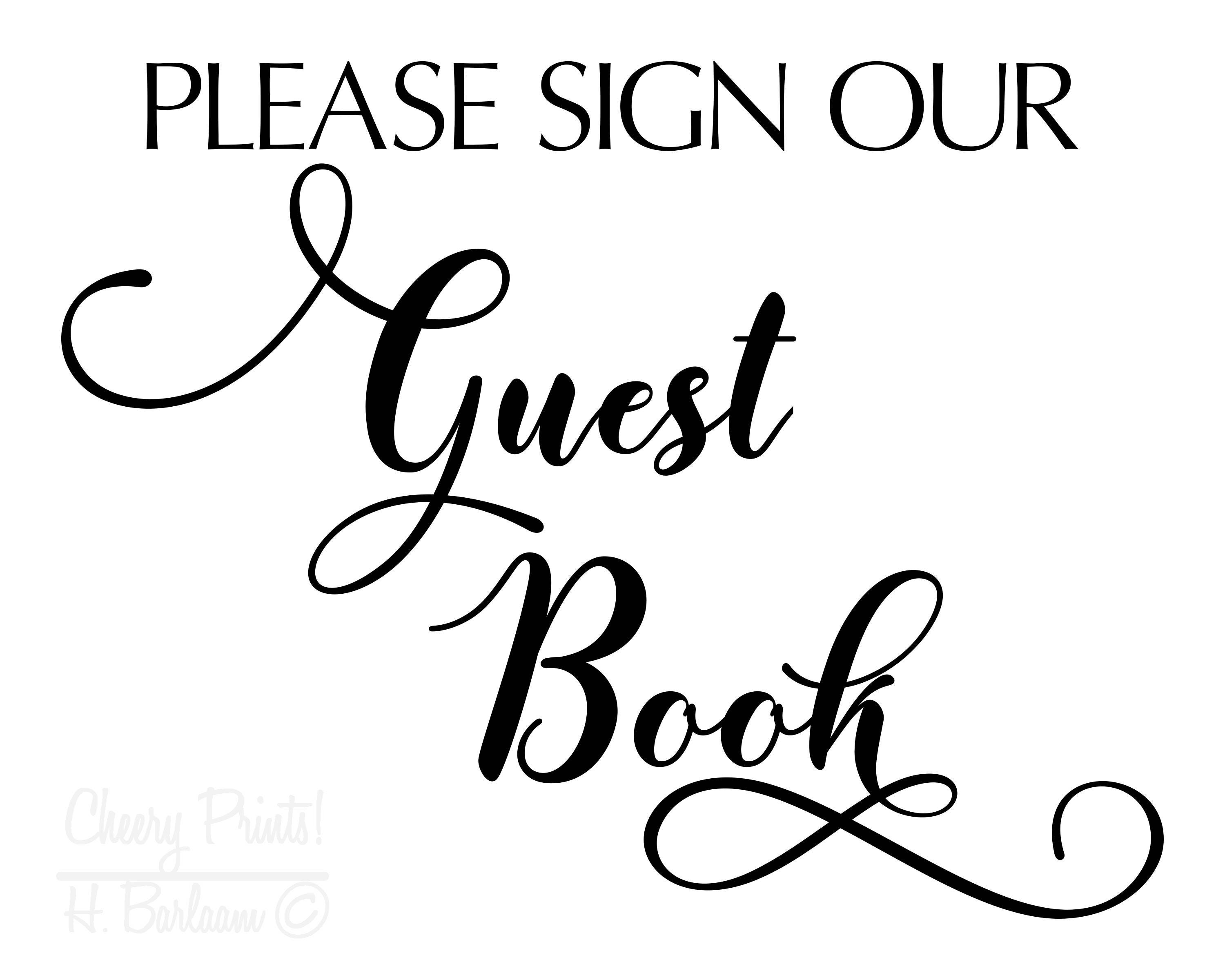 Guest Book Sign Instant Download Etsy