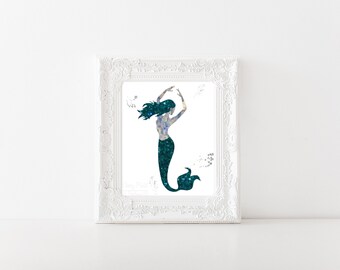 Elegant Mermaid Print Instant Download