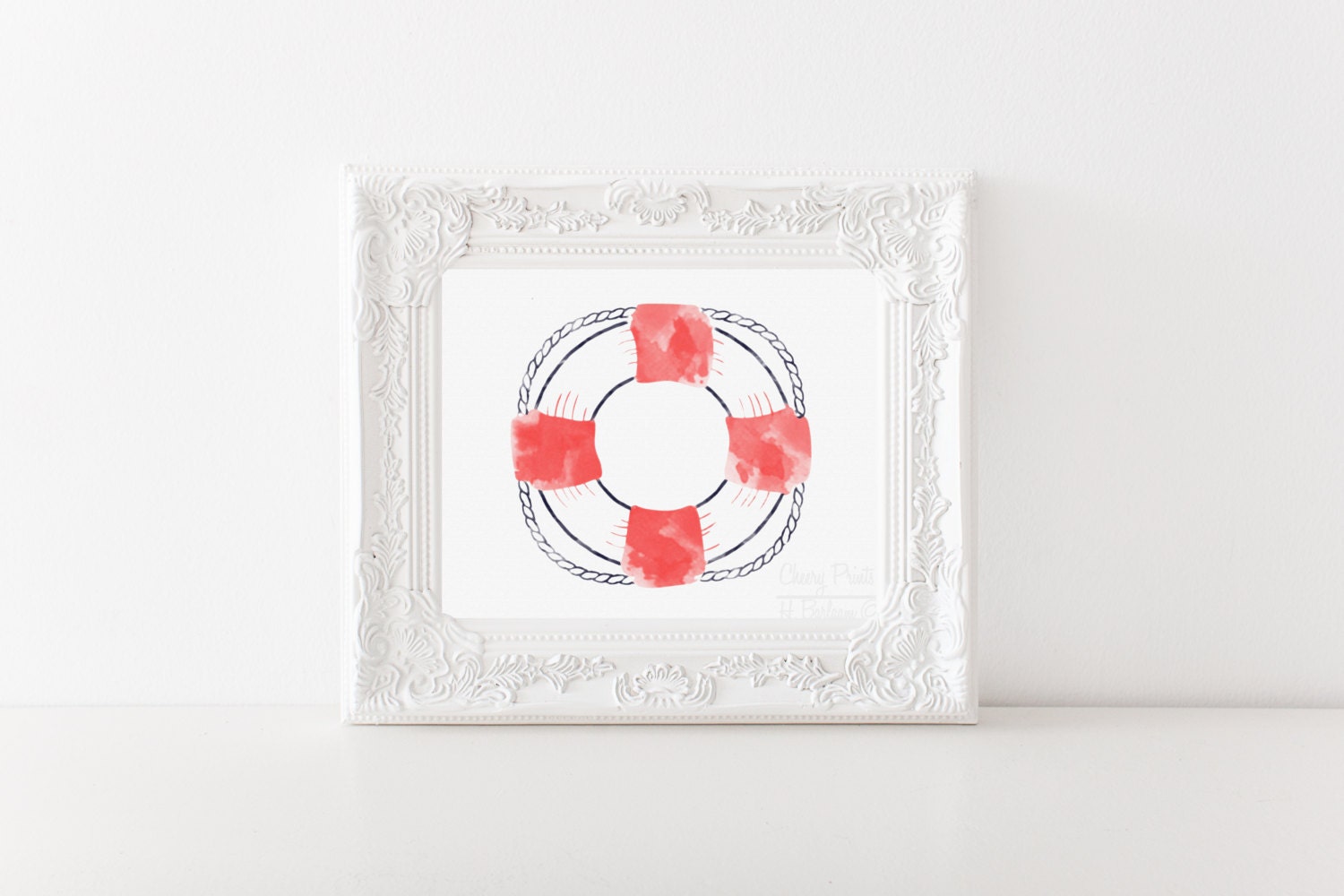 Nautical Lifesaver Watercolor Print Instant Download - Etsy
