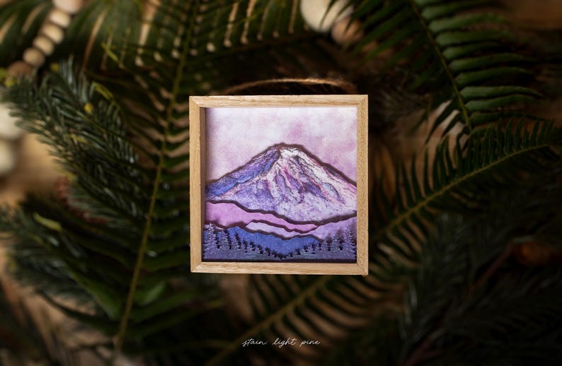 Handcrafted Mount Rainier Diorama, Pacific Northwest Wall Art, Framed 3D Mountain Painting image 4