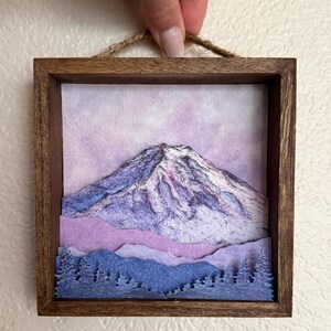 Handcrafted Mount Rainier Diorama, Pacific Northwest Wall Art, Framed 3D Mountain Painting image 6