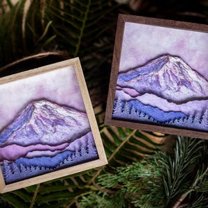 Handcrafted Mount Rainier Diorama, Pacific Northwest Wall Art, Framed 3D Mountain Painting image 2