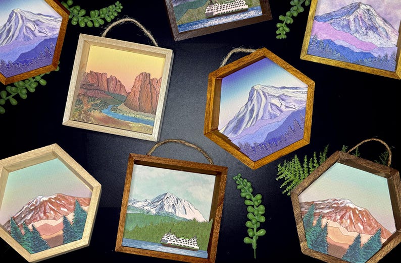 Handcrafted Mount Rainier Diorama, Pacific Northwest Wall Art, Framed 3D Mountain Painting image 5