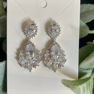 Bridal Earrings Tea Drop Bridal Jewelry Prom Wedding Sweet 16 Crystal Rhinestone