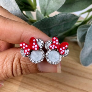 Minnie Rhinestone Stud Earrings / Mouse