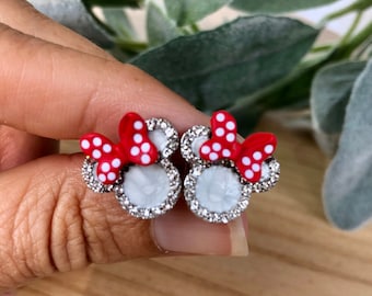 Minnie Rhinestone Stud Earrings / Mouse