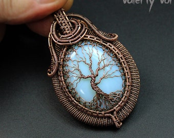 The pendant is made of wire the stone is variscite Handmade copper jewelry. Wire wrapped pendant