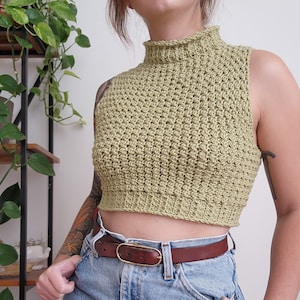 Crochet Top PATTERN  // Atticus // Adjustable Academia Classic Textured Turtleneck Vest Slipover Sweater Vest for ANY SIZE