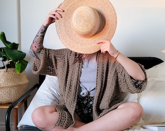 Crochet Duster PATTERN: Sandbanks // Hexagon Boho Beach Cover Up for Any Size (PDF Download)