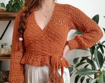 Häkel Top Muster // Foxglove // Größenverstellbar inclusive gehäkeltem Schößchen Wrap Top Cardigan für JEDE GRÖSSE