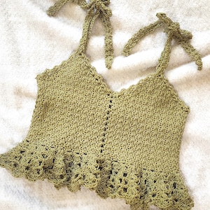 Crochet Top PATTERN // Sofi // Adjustable Cottagecore Flirty Babydoll Y2K Tie Shoulder Lacy Tank Top Crochet Pattern for ANY SIZE image 9