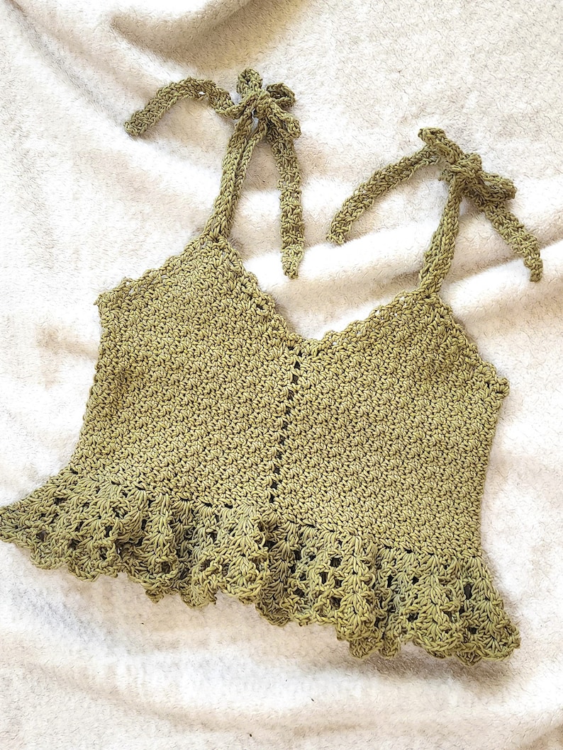 Crochet Top PATTERN // Sofi // Adjustable Cottagecore Flirty Babydoll Y2K Tie Shoulder Lacy Tank Top Crochet Pattern for ANY SIZE image 9