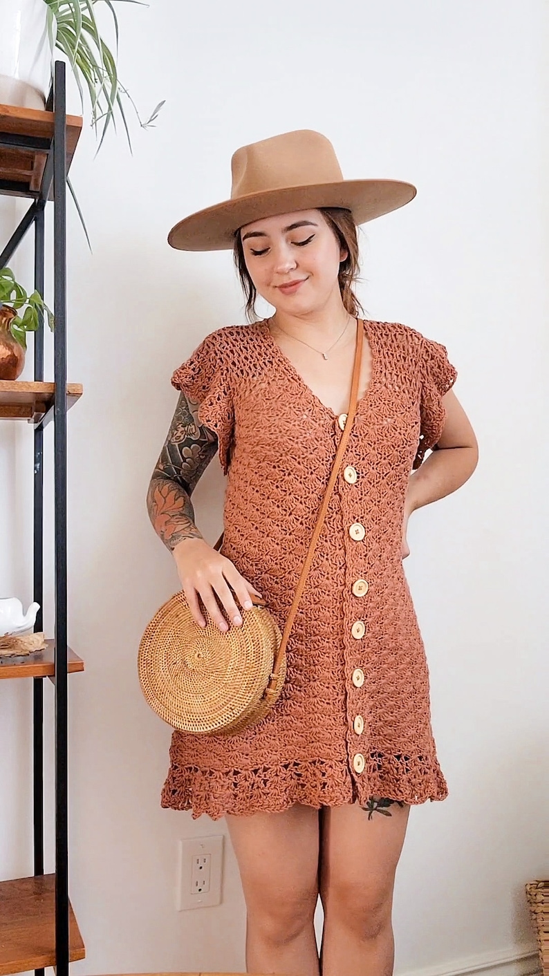 Crochet Dress PATTERN // Mountain Laurel // Adjustable Boho Button Down Crochet Shift Dress for ANY SIZE image 4