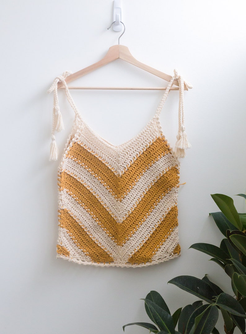 Crochet Top PATTERN // Sugar Beach // Adjustable Breezy V Neck Tie Shoulder Tank Top Pattern for ANY SIZE image 2