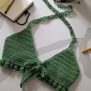 Crochet Bikini Top// Marnie // Retro Front Tie Crochet Plunge Bikini Top image 3