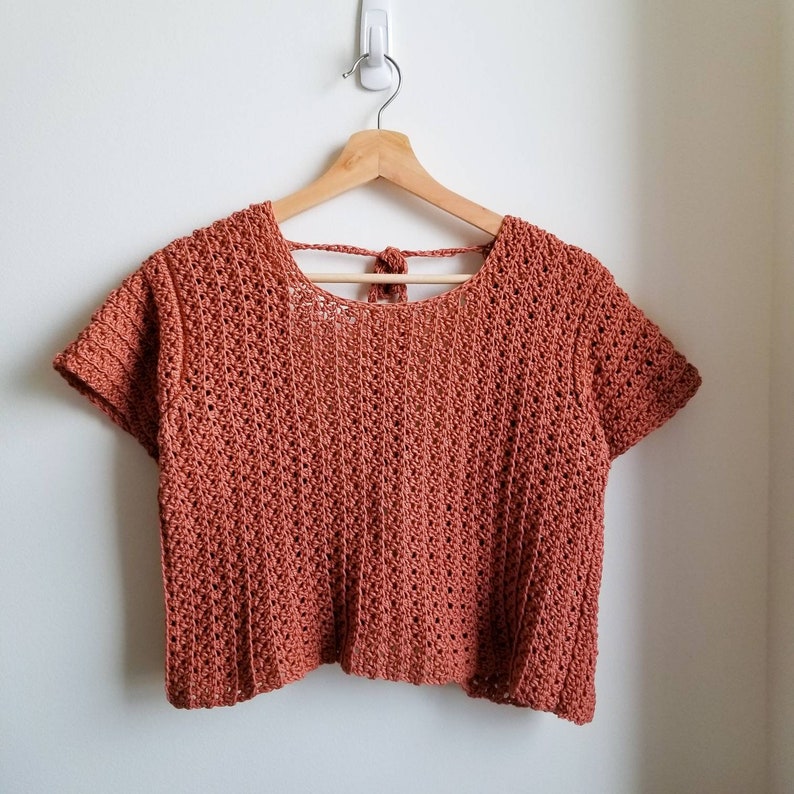 Crochet Top PATTERN // Coffee Date // Adjustable Twist Open Back Crochet Tee Novice Crochet Pattern for ANY SIZE image 5