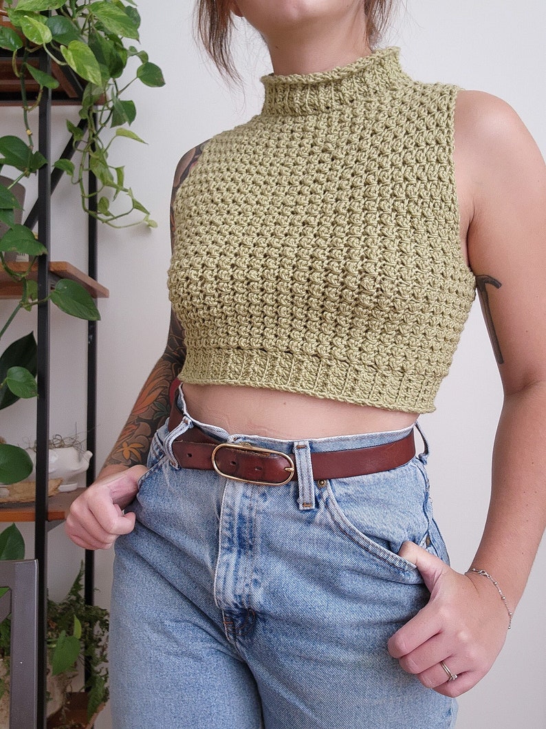 Crochet Top PATTERN // Atticus // Adjustable Academia Classic Textured Turtleneck Vest Slipover Sweater Vest for ANY SIZE image 1