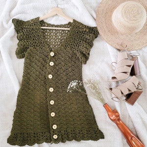 Crochet Dress PATTERN // Mountain Laurel // Adjustable Boho Button Down Crochet Shift Dress for ANY SIZE image 2