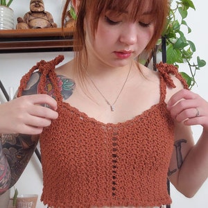 Crochet Top PATTERN // Sofi // Adjustable Cottagecore Flirty Babydoll Y2K Tie Shoulder Lacy Tank Top Crochet Pattern for ANY SIZE image 3