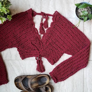 Crochet Top PATTERN: Sadie // Lacy Open Back Blouse for Any Size (PDF Download)