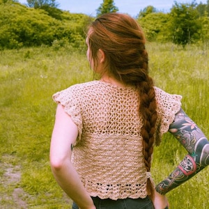 Crochet Top PATTERN // Buttercup // Adjustable Flouncy Lace Intermediate Crochet Tee Pattern for ANY SIZE image 7