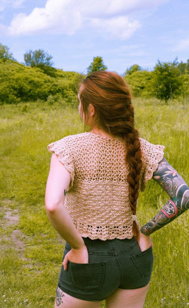 Crochet Top PATTERN // Buttercup // Adjustable Flouncy Lace Intermediate Crochet Tee Pattern for ANY SIZE image 7