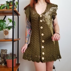 Crochet Dress PATTERN // Mountain Laurel // Adjustable Boho Button Down Crochet Shift Dress for ANY SIZE image 6