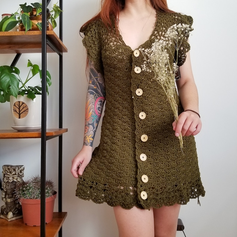 Crochet Dress PATTERN // Mountain Laurel // Adjustable Boho Button Down Crochet Shift Dress for ANY SIZE image 6