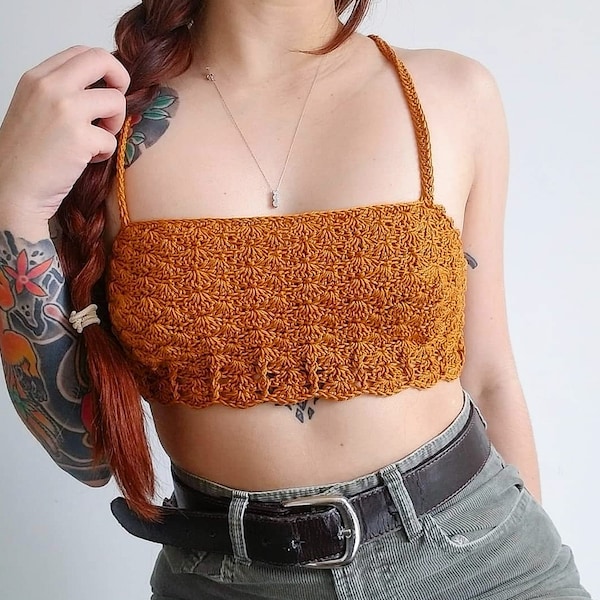 Crochet Bralette PATTERN // Stella // Adjustable Square Neck Retro 70s Bralette Bikini Top for ANY SIZE