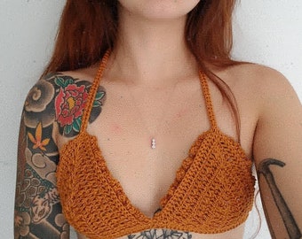 Häkeln Bikini Top / / Melanie / / Peekaboo Rüschen verstellbare Dreieck Krawatte Bikini Top Bralette