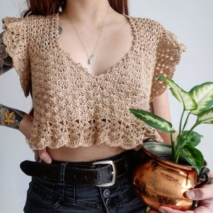 Crochet Top PATTERN // Buttercup // Adjustable Flouncy Lace Intermediate Crochet Tee Pattern for ANY SIZE image 4