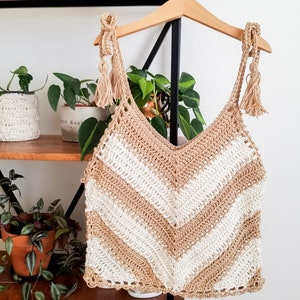 Crochet Top PATTERN // Sugar Beach // Adjustable Breezy V Neck Tie Shoulder Tank Top Pattern for ANY SIZE image 3