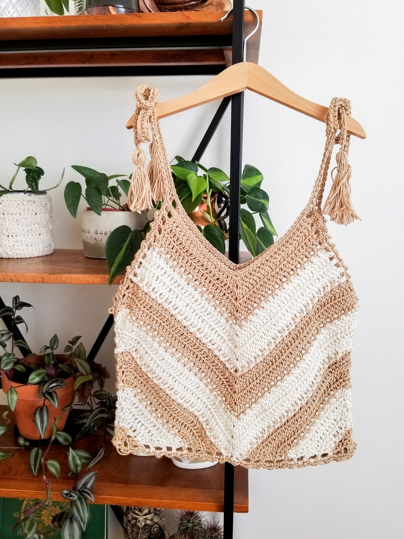 Crochet Top PATTERN // Sugar Beach // Adjustable Breezy V Neck Tie Shoulder Tank Top Pattern for ANY SIZE image 3