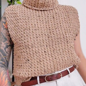 Crochet Turtleneck PATTERN: Atticus // Sleeveless Textured Vest for Any ...