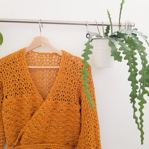 Crochet Top Pattern // Foxglove // Adjustable Size Inclusive Lacy Crochet Peplum Wrap Top Cardigan for ANY SIZE image 7