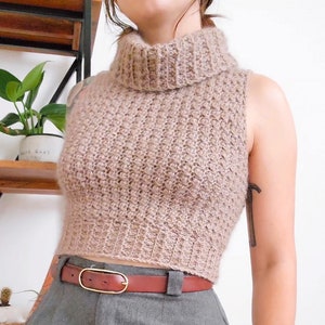 Crochet Top PATTERN // Atticus // Adjustable Academia Classic Textured Turtleneck Vest Slipover Sweater Vest for ANY SIZE image 9