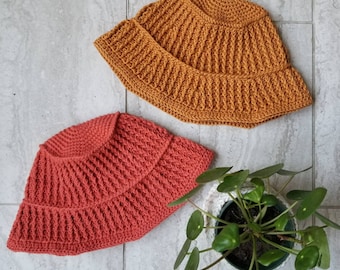 Crochet Hat PATTERN // Jo // Adjustable Ribbed Bucket Hat Crochet Pattern for ANY SIZE