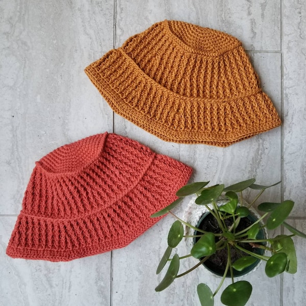 Crochet Hat PATTERN // Jo // Adjustable Ribbed Bucket Hat Crochet Pattern for ANY SIZE