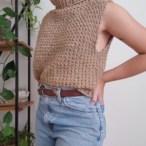 Crochet Top PATTERN // Atticus // Adjustable Academia Classic Textured Turtleneck Vest Slipover Sweater Vest for ANY SIZE image 8