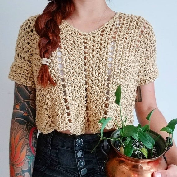 Crochet Top PATTERN // Coffee Date // Adjustable Twist Open Back Crochet  Tee Novice Crochet Pattern for ANY SIZE 