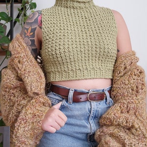 Crochet Top PATTERN // Atticus // Adjustable Academia Classic Textured Turtleneck Vest Slipover Sweater Vest for ANY SIZE image 4