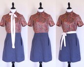 Mock Neck Dress Ascot Tie Pussy Bow Dress Short Formal Dress Roll Collar Roll Bias Collar Secretary Dress High Neck Dress Denim Skirt Dress