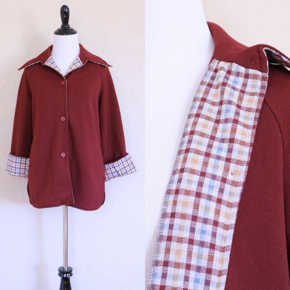 Vtg Burgundy Blazer Gingham Blazer Red Blazer Maro